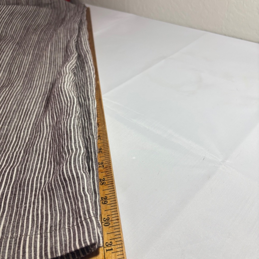 Anthropologie Ett Twa Super Wide Leg Brown Striped Linen Pant Women Size 12 Tall - Picture 15 of 16